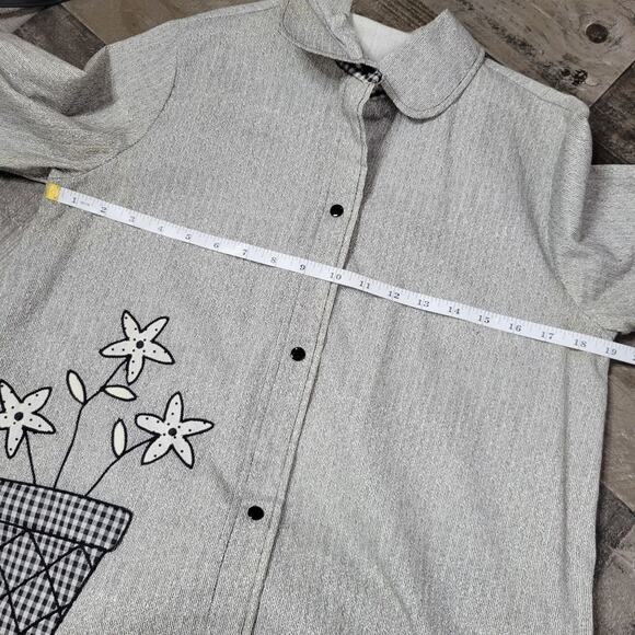 Vintage 1970s Flower Pot Pocket Gingham Dress, size Large - Picture 10 of 12